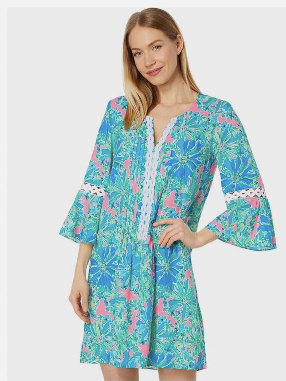 Lilly Pulitzer Hollie Tunic Dress featured in the vibrant, floral "Good Hare Da